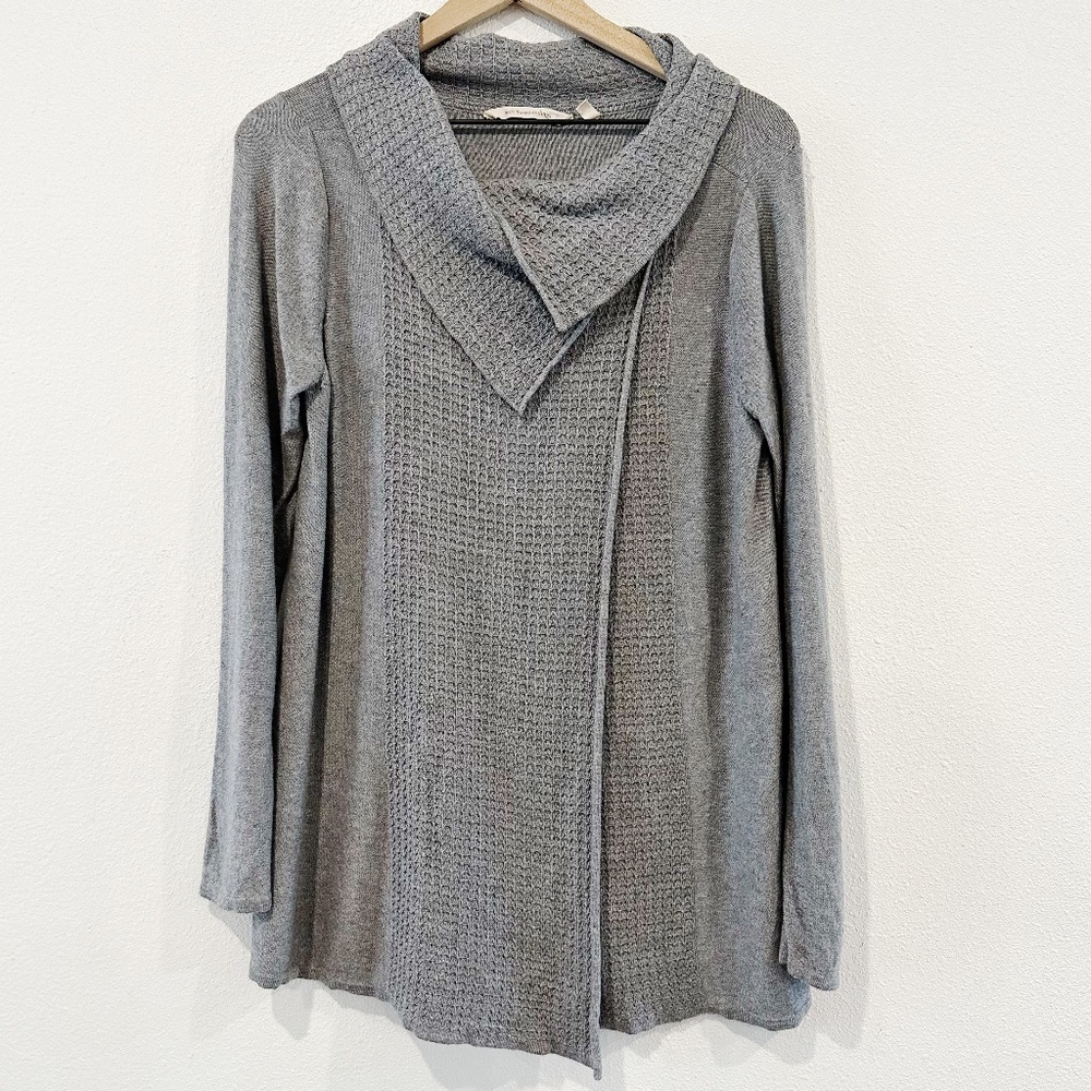 Soft Surroundings Miranda Grey Waffle Knit Wrap Cardigan |R6